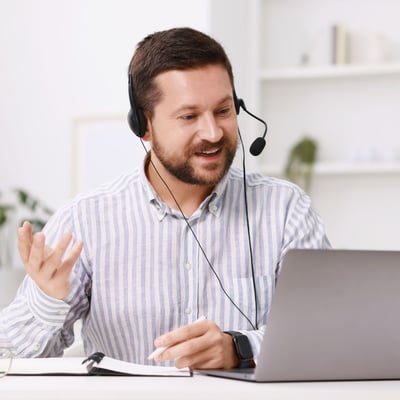 A visual representation of Video Remote Interpreting (VRI) connecting an interpreter with a client in a healthcare or educational setting. A visual representation of Video Remote Interpreting (VRI) connecting an interpreter with a client in a healthcare or educational setting.